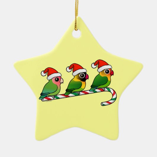 Lovebird Candy Cane Keramisch Ornament (Voorkant)