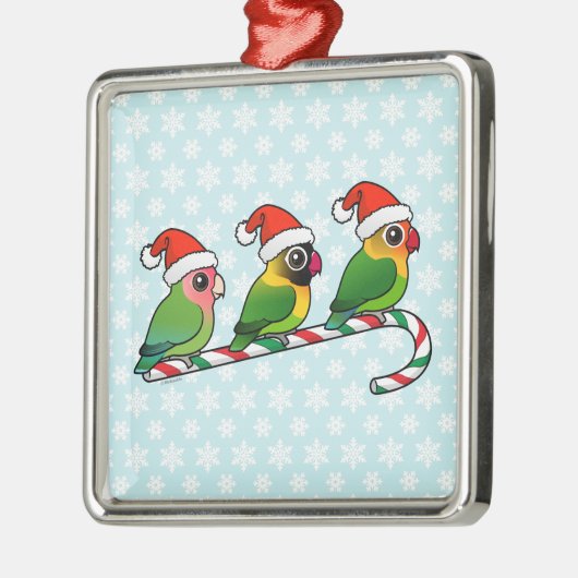 Lovebird Candy Cane Metalen Ornament (Links)