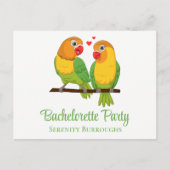 Lovebird Geel Groen Tortelduifjes Bachelorette Uitnodiging Briefkaart (Voorkant)