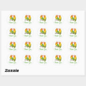 Lovebird Geel Groen Tortelduifjes Bruiloft Dank u Ronde Sticker (Vel)