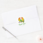 Lovebird Geel Groen Tortelduifjes Bruiloft Dank u Ronde Sticker (Envelop)