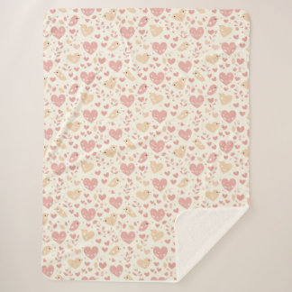 Lovebird & Heart Sherpa Deken