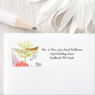  Lovebird Musical Coral Damask Tree Etiket