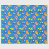 Lovebird Parrot Birds Bright Blue Happy Birthday Cadeaupapier (Vlak)