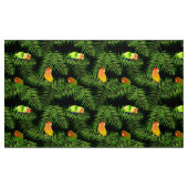 Lovebird Parrot Green Palm Leaf Bird Pattern Black Stof (Fat Quarter)