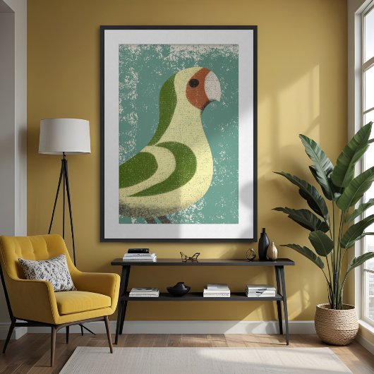 Lovebird Parrot Minimalist Gestructureerd Modern G Poster