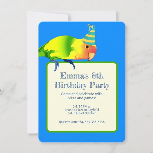 Lovebird Parrot Verjaardagsfeestje Leuke Bright Bi Kaart (Voorkant)