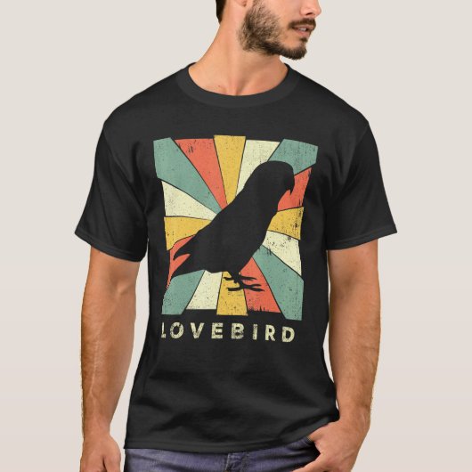  Lovebird Retro Style Animal T-shirt (Voorkant)