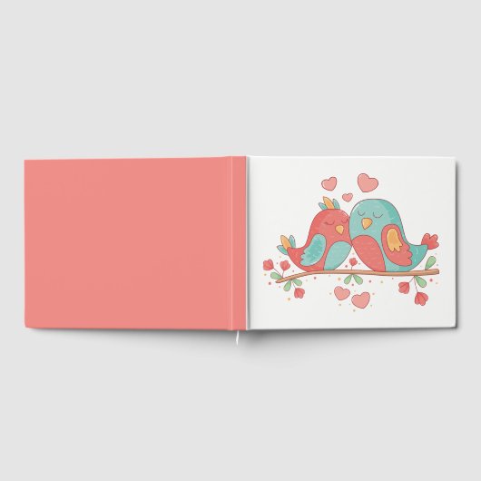 Lovebird Roze & Blauw bruiloft Vrijgezellenfeest V Gastenboek (Volledig)