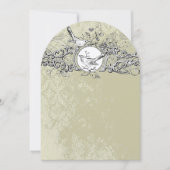  Lovebird Sage Green Musical Scroll Wedding Kaart (Voorkant)