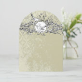  Lovebird Sage Green Musical Scroll Wedding Kaart (Staand voorkant)
