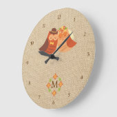 Lovebird Uilen op Burlap Monogram Klok (Hoek)