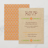 Lovebird Uilen op Burlap Wedding RSVP (Voorkant / Achterkant)