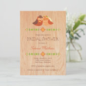 Lovebird Uilen op Hout Vrijgezellenfeest Kaart (Staand voorkant)