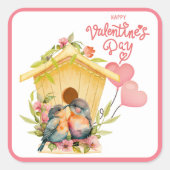 Lovebird Valentijnsdag Vierkante Sticker (Voorkant)