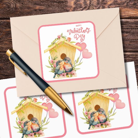 Lovebird Valentijnsdag Vierkante Sticker