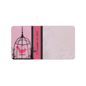  Lovebird Vogelkooi Roze Stoffig Paarse Zwart Etiket (Voorkant)