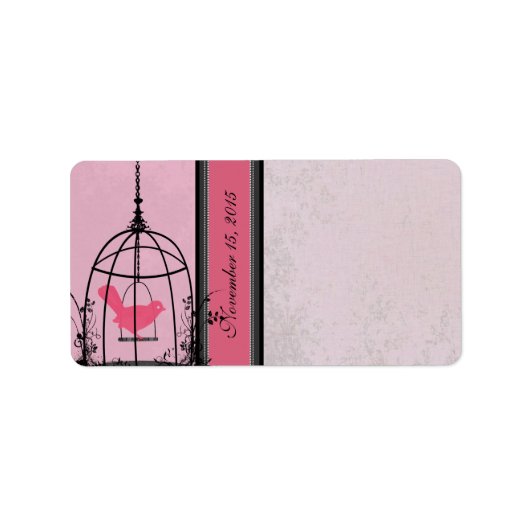  Lovebird Vogelkooi Roze Stoffig Paarse Zwart Etiket (Voorkant)