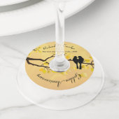 Lovebirds 50th Golden Jubileum Wijnglaslabel (Dichtbij)