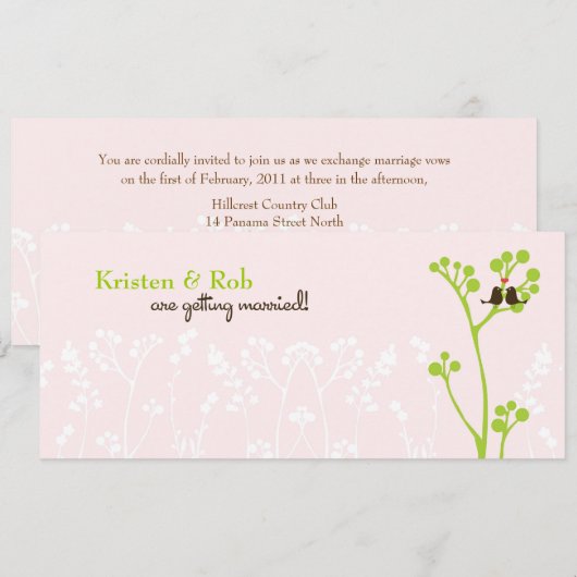 Lovebirds (Blush Pink) Kaart (Voorkant / Achterkant)