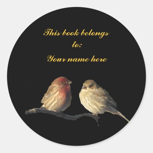 Lovebirds Boekplaat Ronde Sticker (Voorkant)