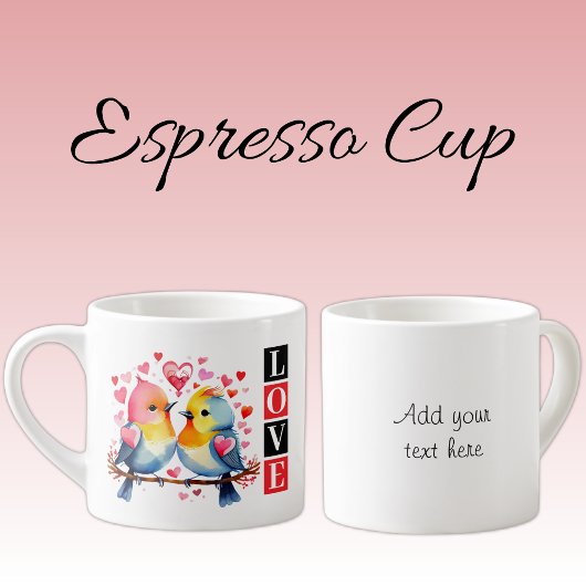 Lovebirds custom text red espresso kop