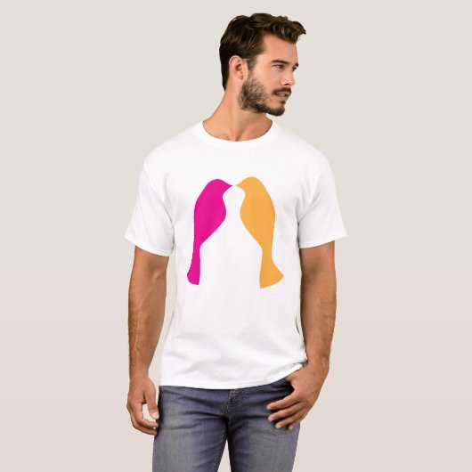 Lovebirds Duo Pair Affectie T-shirt (Voorkant volledig)