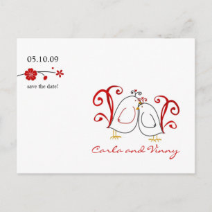 Lovebirds en Cherry Blossoms Save the Date Kaart