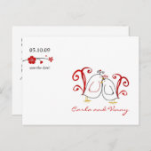 Lovebirds en Cherry Blossoms Save the Date Kaart (Voorkant / Achterkant)