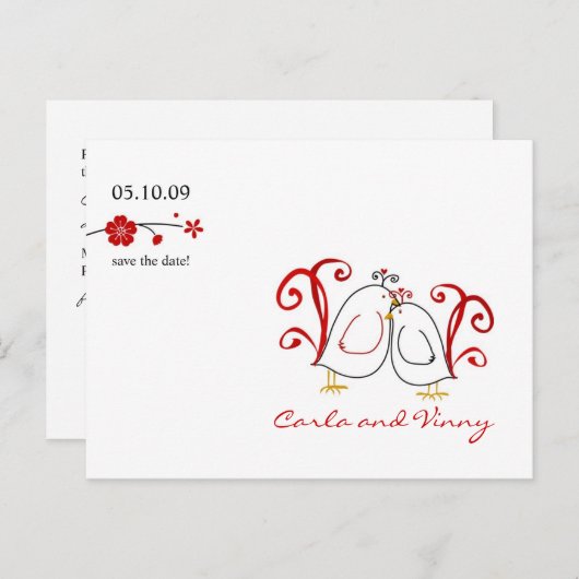 Lovebirds en Cherry Blossoms Save the Date Kaart (Voorkant / Achterkant)