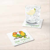 Lovebirds Geel Groene Tortelduifjes Gewoon Getrouw Kartonnen Onderzetters (Insitu)