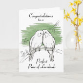 Lovebirds Gepersonaliseerde bruiloft Kaart (Gele Bloem)