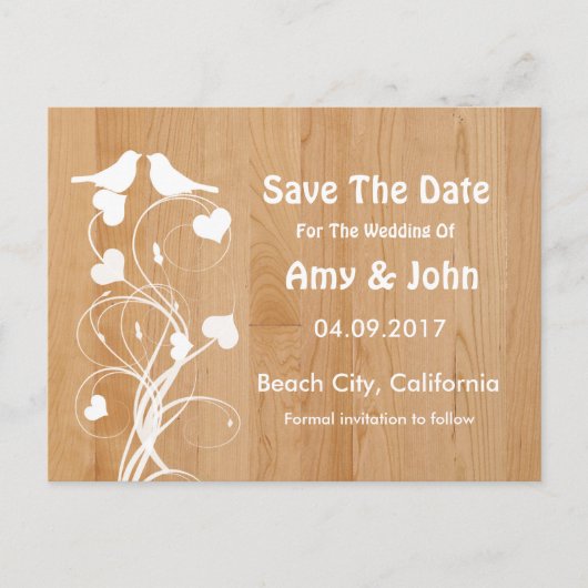 Lovebirds gepersonaliseerde bruiloft sparen de dat aankondigingskaart (Voorkant)