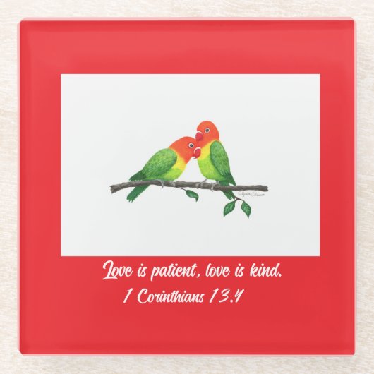 Lovebirds Glass Onderzetter (Voorkant)
