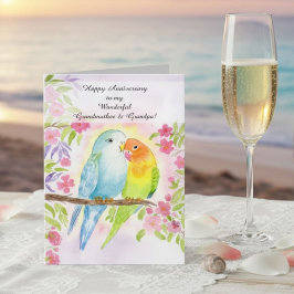 Lovebirds Grandmother & Grandpa Happy Anniversary  Kaart