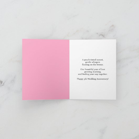 Lovebirds Happy 5th Anniversary  Kaart (Binnen)