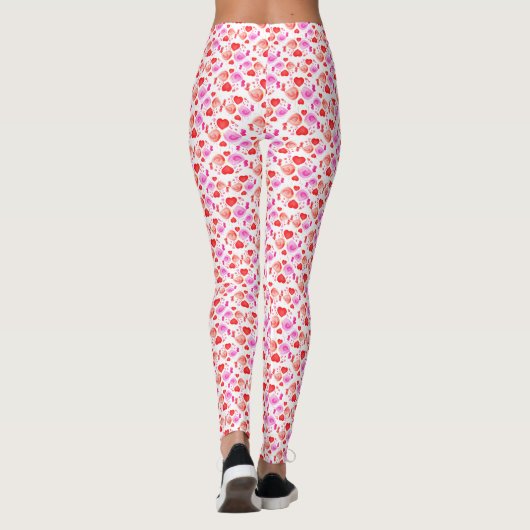 Lovebirds harten waterverf patroon leggings (Achterkant)