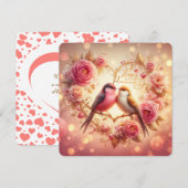 Lovebirds in Bloom – Romantische Valentijnsdag Kaa Feestdagenkaart (Voorkant / Achterkant)