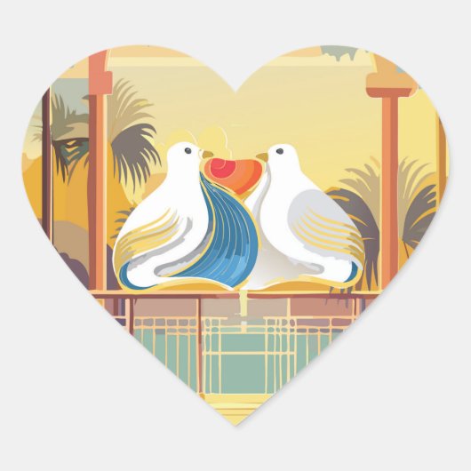Lovebirds in Paradise sticker (Voorkant)