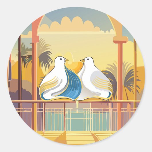 Lovebirds in Paradise stickers (Voorkant)