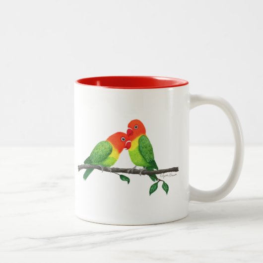Lovebirds Inspirerend Mok, 11 oz Tweekleurige Koffiemok (Rechts)