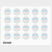 Lovebirds koraal en aqua ronde sticker (Vel)