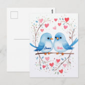 Lovebirds Liefde: Gepersonaliseerde Valentijnsdag  Briefkaart (Voorkant / Achterkant)