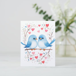 Lovebirds Liefde: Waterverf Valentijnsdag Kaart