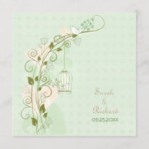 Lovebirds Mint bruiloft uitnodiging