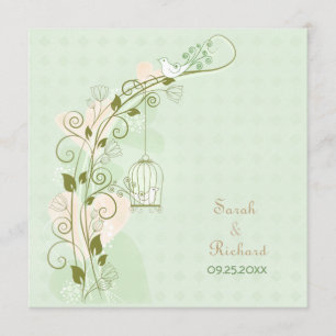 Lovebirds Mint bruiloft uitnodiging