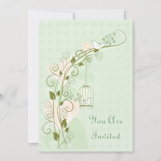 Lovebirds Mint Wedding repetitie diner Kaart (Achterkant)