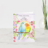 Lovebirds Mom & Dad Happy Anniversary  Kaart (Voorkant)