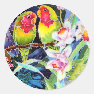 Lovebirds n Orchids Tropische Print Stickers