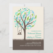 Lovebirds op een swing-uitnodiging kaart (Voorkant)